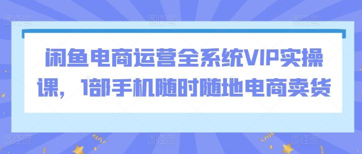 闲鱼电商运营全系统VIP实操课，1部手机随时随地电商卖货-爱找项目网
