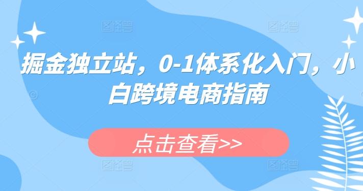 掘金独立站，0-1体系化入门，小白跨境电商指南-爱找项目网