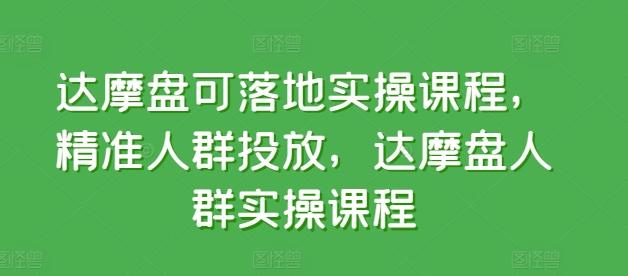达摩盘可落地实操课程，精准人群投放，达摩盘人群实操课程-爱找项目网