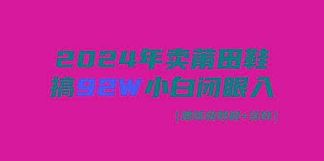 (9329期)2024年卖莆田鞋，搞了92W，小白闭眼操作！-爱找项目网