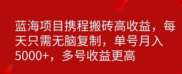 携程搬砖项目，只需每天无脑复制，月入5000+-爱找项目网