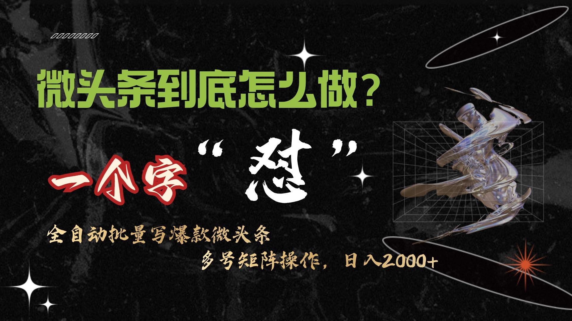 (9809期)微头条最新最强连怼操作，10分钟50条，真正解放双手，月入1w+-爱找项目网