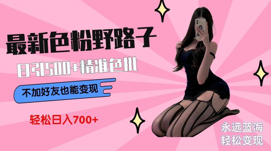 最新色粉变现野路子，日引500+老色批 可不加好友直接变现 小白轻松日入700+-爱找项目网