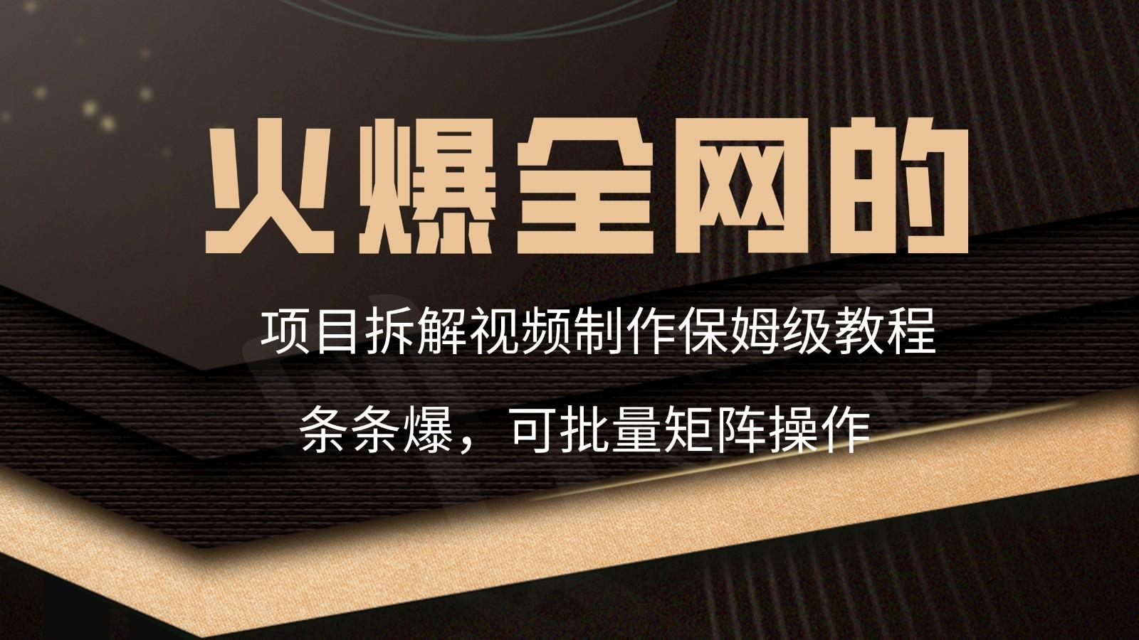 火爆全网的项目拆解类视频如何制作，条条爆，保姆级教程-爱找项目网