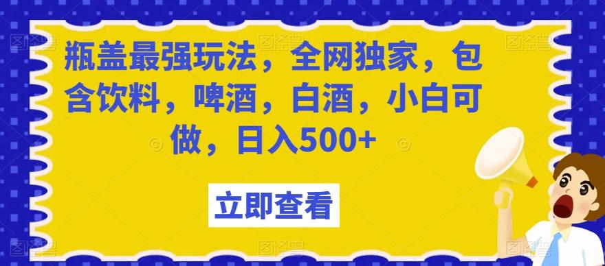 瓶盖最强玩法，全网独家，包含饮料，啤酒，白酒，小白可做，日入500+【揭秘】-爱找项目网