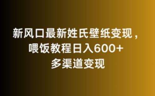 新风口最新姓氏壁纸变现，喂饭教程日入600+【揭秘】-爱找项目网