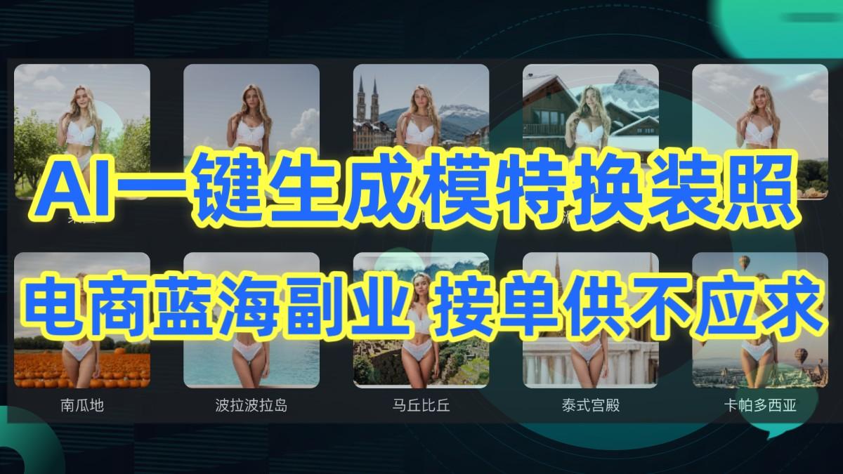 AI制作一键生成模特换装照，电商蓝海副业，接单供不应求-爱找项目网