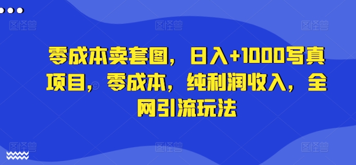 零成本卖套图，日入+1000写真项目，零成本，纯利润收入，全网引流玩法-爱找项目网