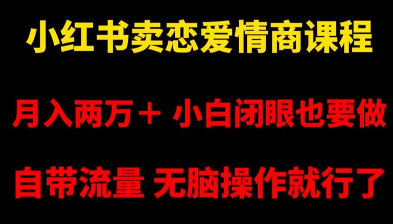 小红书卖恋爱情商课程，月入两万＋，小白闭眼也要做，自带流量，无脑操作就行了【揭秘】-爱找项目网