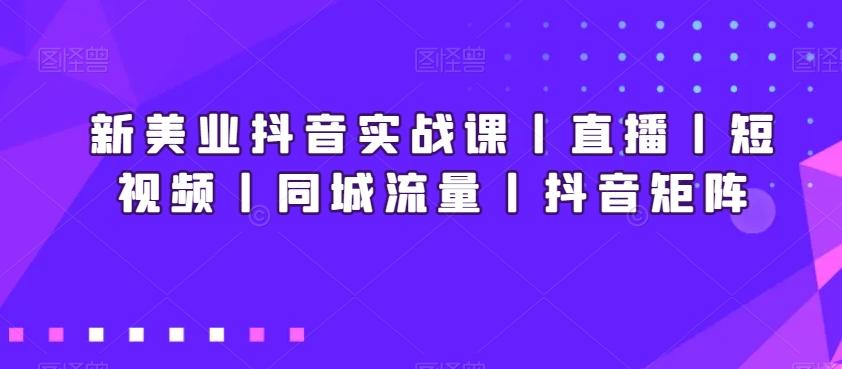 新美业抖音实战课丨直播丨短视频丨同城流量丨抖音矩阵-爱找项目网