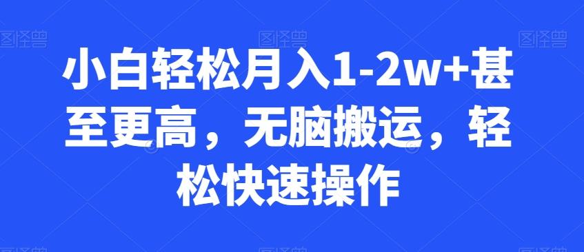 小白轻松月入1-2w+甚至更高，无脑搬运，轻松快速操作-爱找项目网