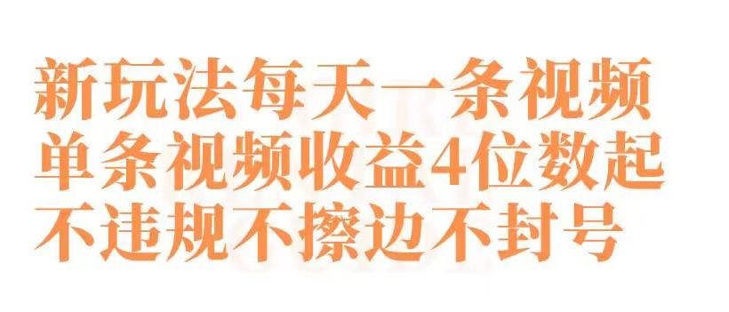 快手新玩法每天一条视频单条视频收益4位数起不违规不擦边不封号【揭秘】-爱找项目网