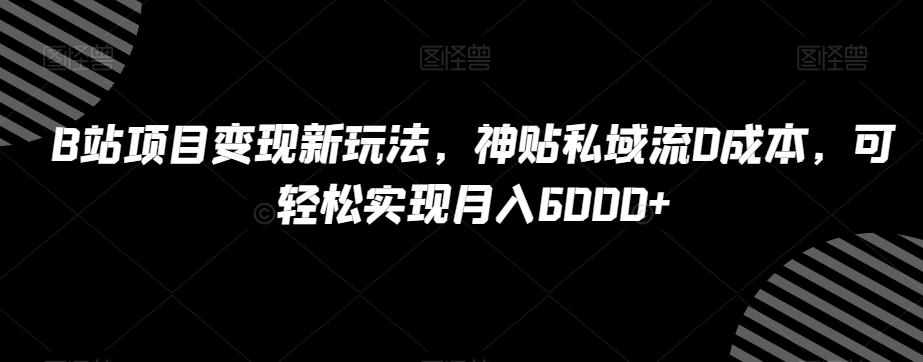 B站项目变现新玩法，神贴私域流0成本，可轻松实现月入6000+【揭秘】-爱找项目网