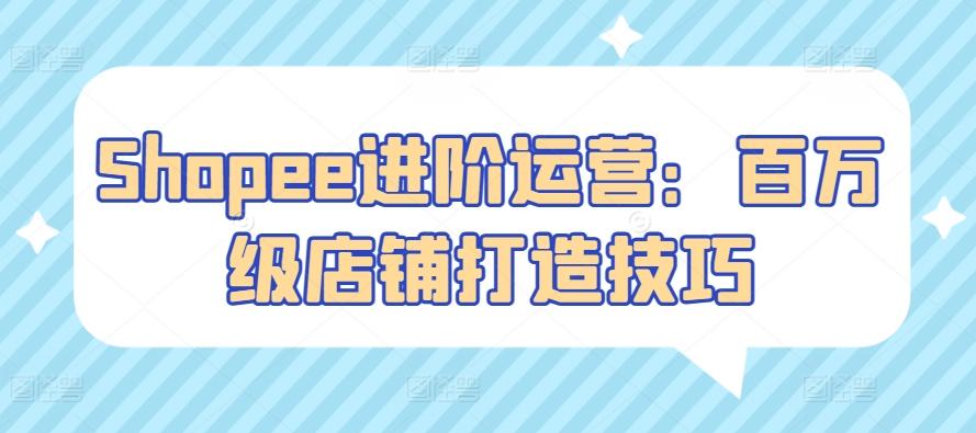 Shopee进阶运营：百万级店铺打造技巧-爱找项目网