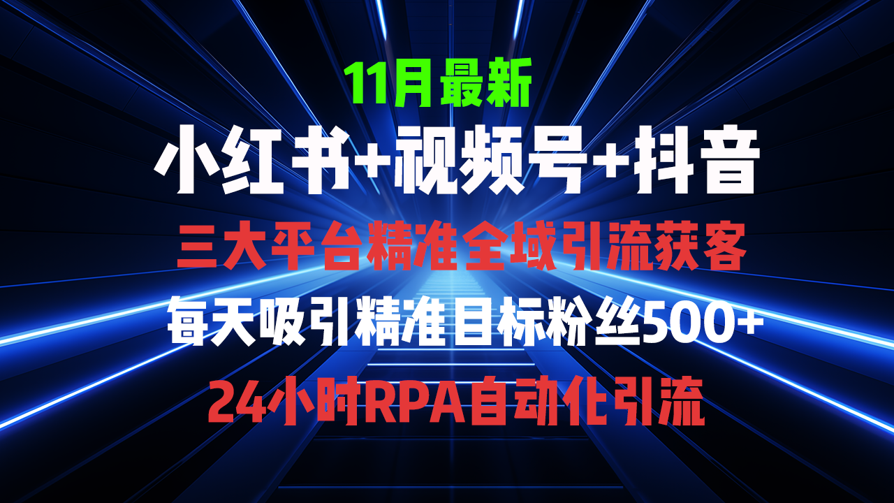全域多平台引流私域打法，小红书，视频号，抖音全自动获客，截流自…-爱找项目网