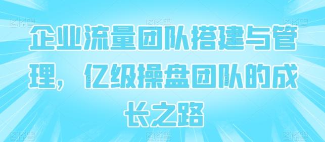 企业流量团队搭建与管理，亿级操盘团队的成长之路-爱找项目网