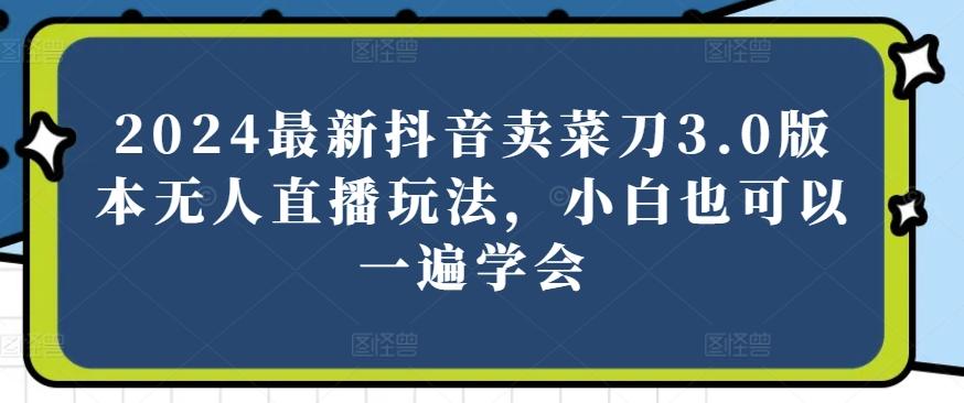 2024最新抖音卖菜刀3.0版本无人直播玩法，小白也可以一遍学会【揭秘】-爱找项目网