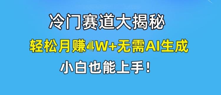 冷门赛道大揭秘，轻松月赚1W+无需AI生成，小白也能上手【揭秘】-爱找项目网