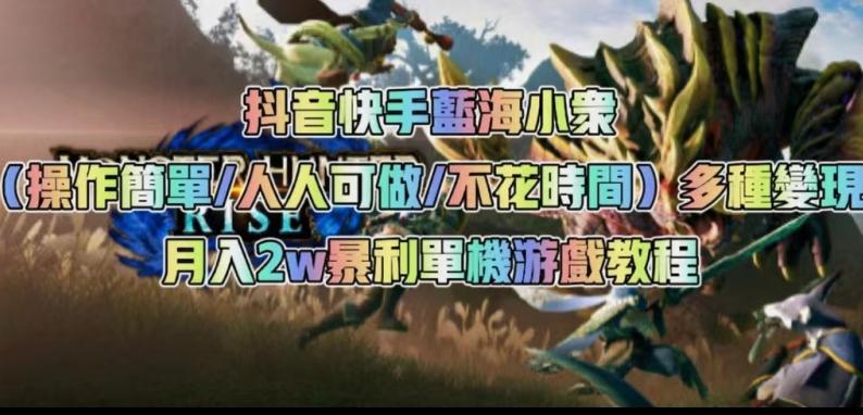 抖音快手蓝海小众（操作简单人人可做不花时间）多种变现月入2w＋暴利单机游戏教程-爱找项目网