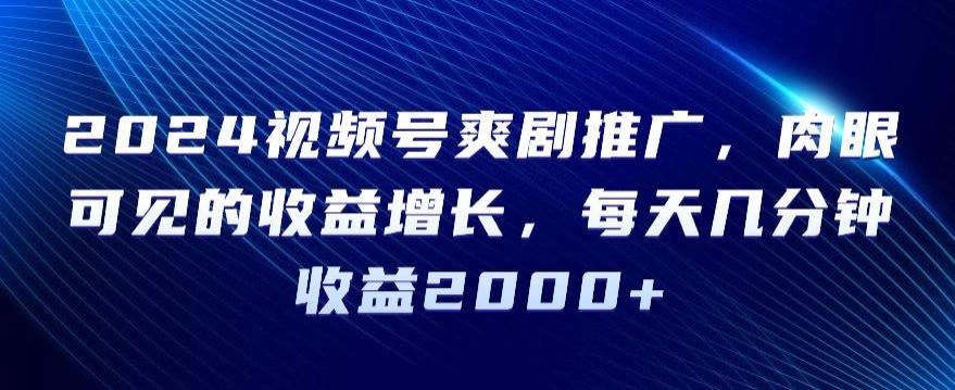 2024视频号爽剧推广，肉眼可见的收益增长，每天几分钟收益2000+【揭秘】-爱找项目网