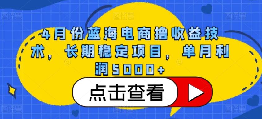 4月份蓝海电商撸收益技术，长期稳定项目，单月利润5000+【揭秘】-爱找项目网