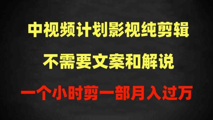 中视频计划影视纯剪辑，不需要文案和解说，一个小时剪一部，100%过原创月入过万【揭秘】-爱找项目网