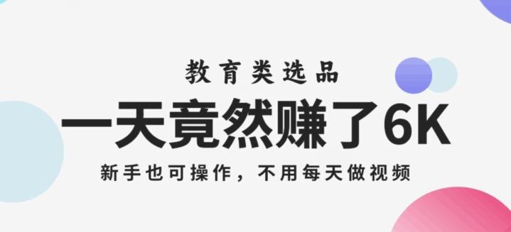 一天竟然赚了6000多，教育类选品，新手也可操作，更不用每天做短视频【揭秘】-爱找项目网