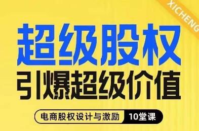超级股权引爆超级价值，电商股权设计与激励10堂线上课-爱找项目网