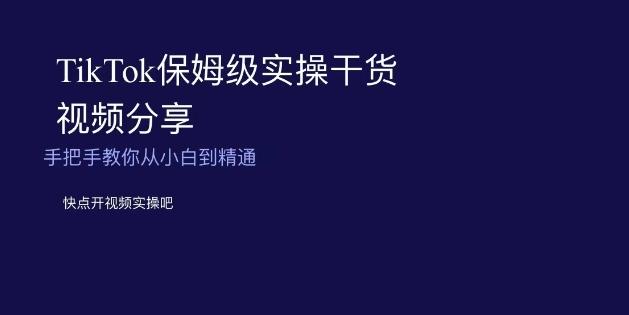 TikTok保姆级实操干货视频分享，手把手教你从小白到精通-爱找项目网