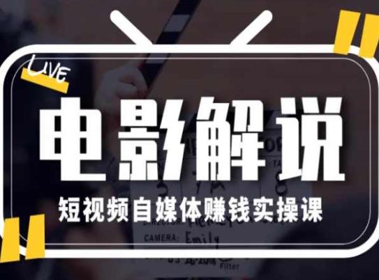 电影解说短视频自媒体赚钱实操课，教你做电影解说短视频，月赚1万-爱找项目网
