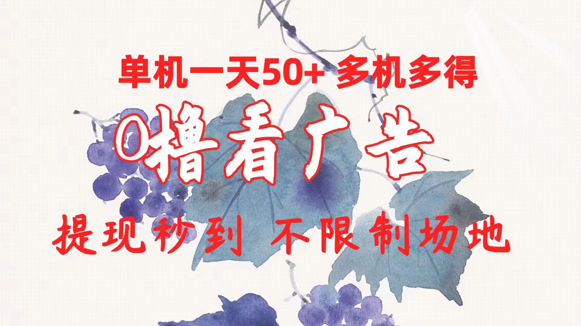 0撸看广告 单机一天50+多机多得 提现秒到 不限制场地操作-爱找项目网