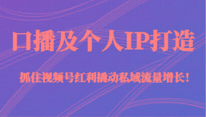 口播及个人IP打造，抓住视频号红利撬动私域流量增长！（45节课）-爱找项目网