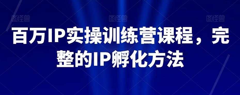 百万IP实操训练营课程，完整的IP孵化方法-爱找项目网