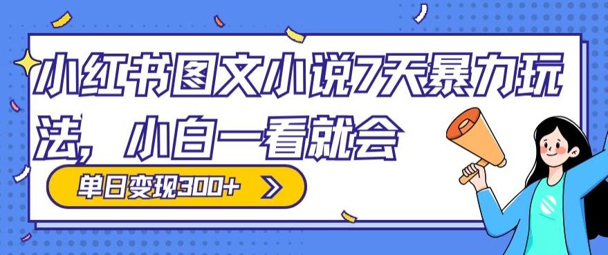 小红书图文小说7天暴力玩法，小白一看就会，单日变现300+-爱找项目网