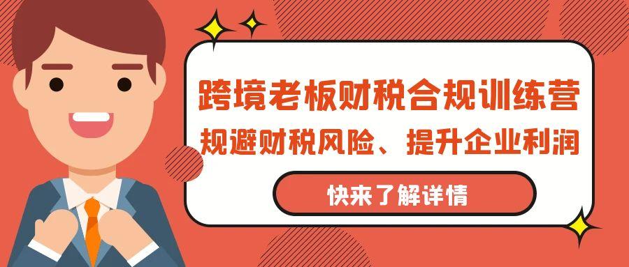 (9838期)跨境老板-财税合规训练营，规避财税风险、提升企业利润-爱找项目网