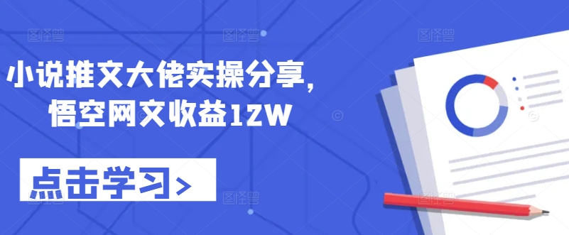 小说推文大佬实操分享，悟空网文收益12W-爱找项目网
