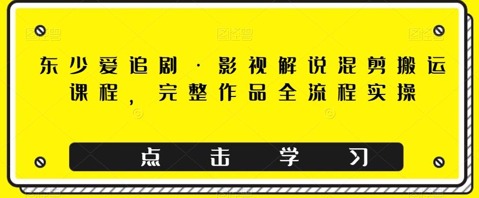 东少爱追剧·影视解说混剪搬运课程，完整作品全流程实操-爱找项目网