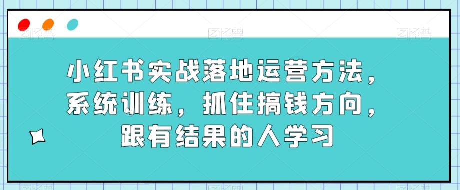 小红书实战落地运营方法，系统训练，抓住搞钱方向，跟有结果的人学习-爱找项目网