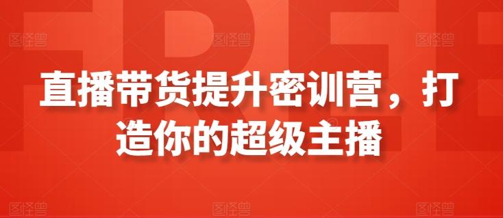 直播带货提升密训营，打造你的超级主播-爱找项目网