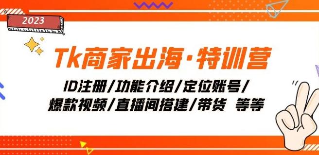 Tk商家出海·特训营：ID注册/功能介绍/定位账号/爆款视频/直播间搭建/带货-爱找项目网
