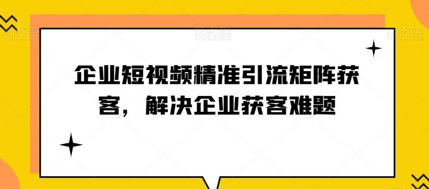 企业短视频精准引流矩阵获客，解决企业获客难题-爱找项目网