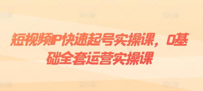 短视频IP快速起号实操课，0基础全套运营实操课，爆款内容设计+粉丝运营+内容变现-爱找项目网