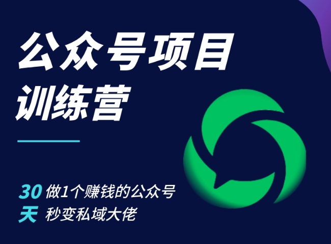 公众号项目训练营，30天做1个赚钱的公众号，秒变私域大佬-爱找项目网
