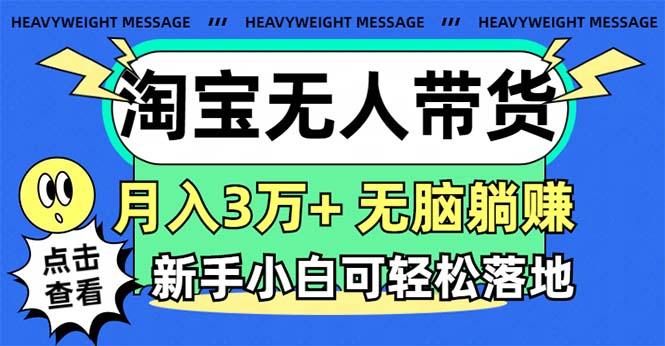 淘宝无人带货3.0高收益玩法，月入3万+，无脑躺赚，新手小白可落地实操-爱找项目网