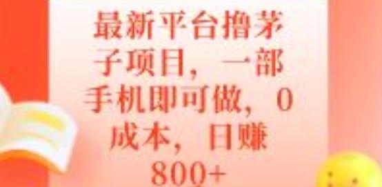 最新平台撸茅子项目，一部手机即可做，0成本，日赚800+-爱找项目网