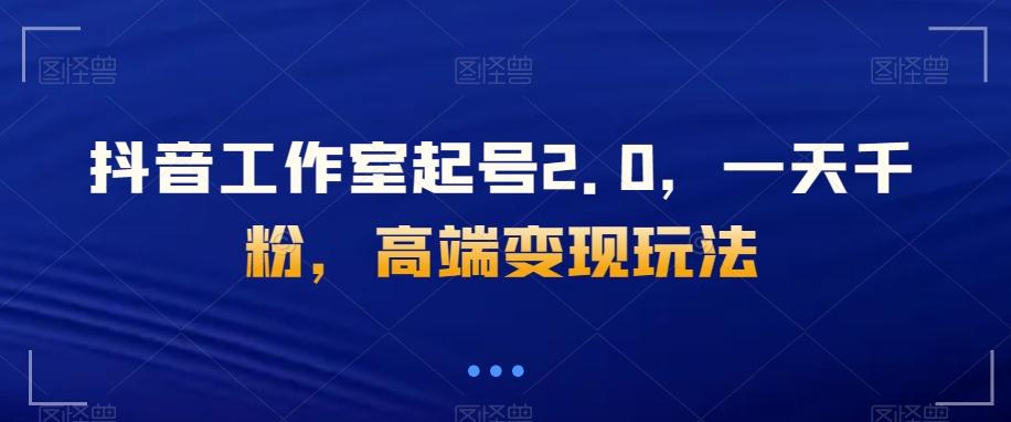 抖音工作室起号2.0，一天千粉，高端变现玩法【揭秘】-爱找项目网