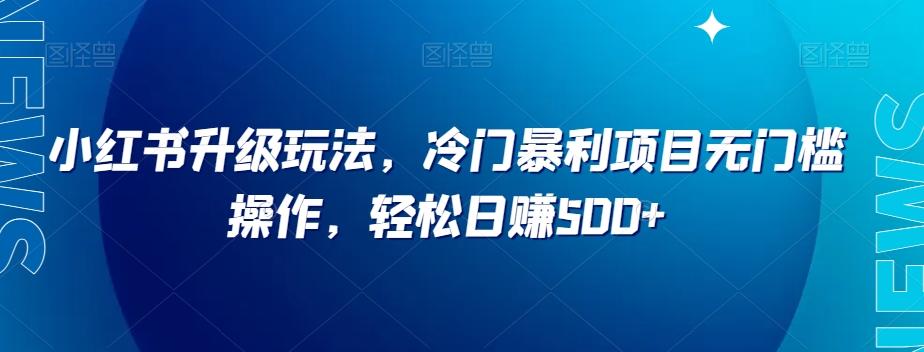 小红书升级玩法，冷门暴利项目无门槛操作，轻松日赚500+【揭秘】-爱找项目网