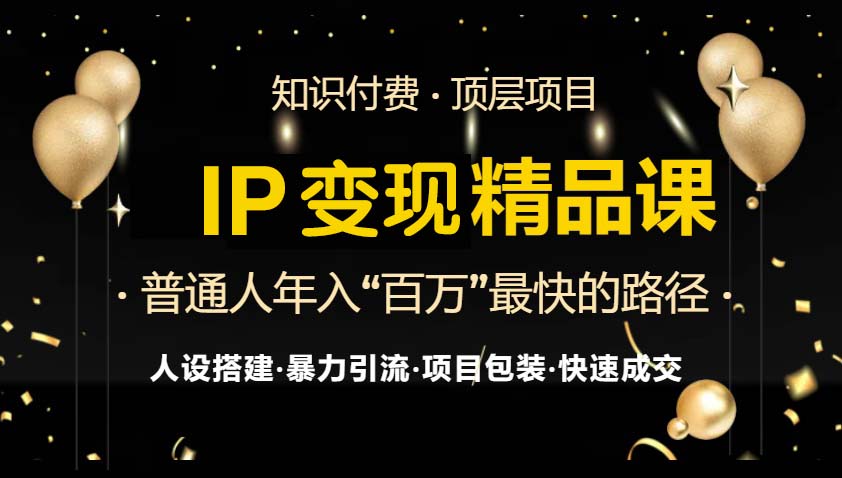 IP变现最新精品课程，知识付费全流程+最强引流术+小白避坑指南-爱找项目网