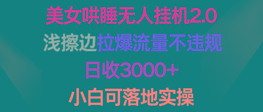 (9905期)美女哄睡无人挂机2.0，浅擦边拉爆流量不违规，日收3000+，小白可落地实操-爱找项目网