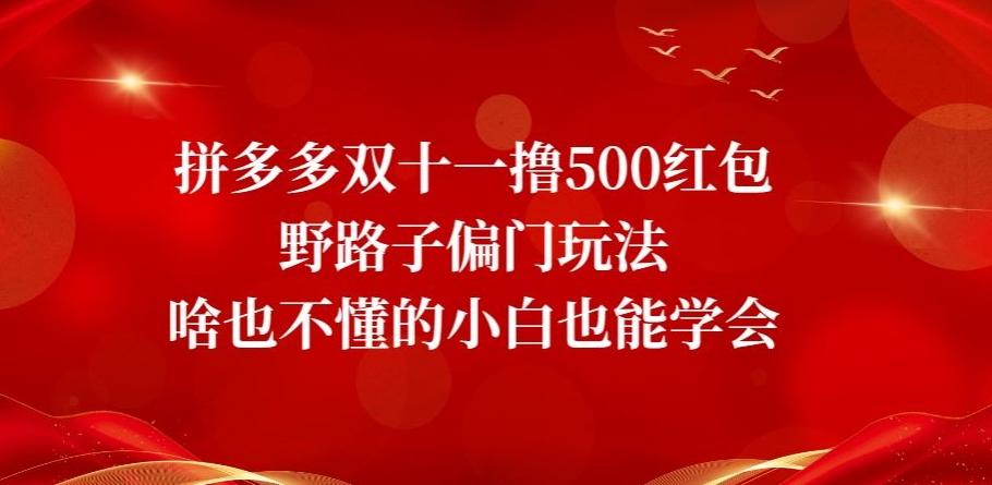 拼多多双十一撸500红包野路子偏门玩法，啥也不懂的小白也能学会【揭秘】-爱找项目网